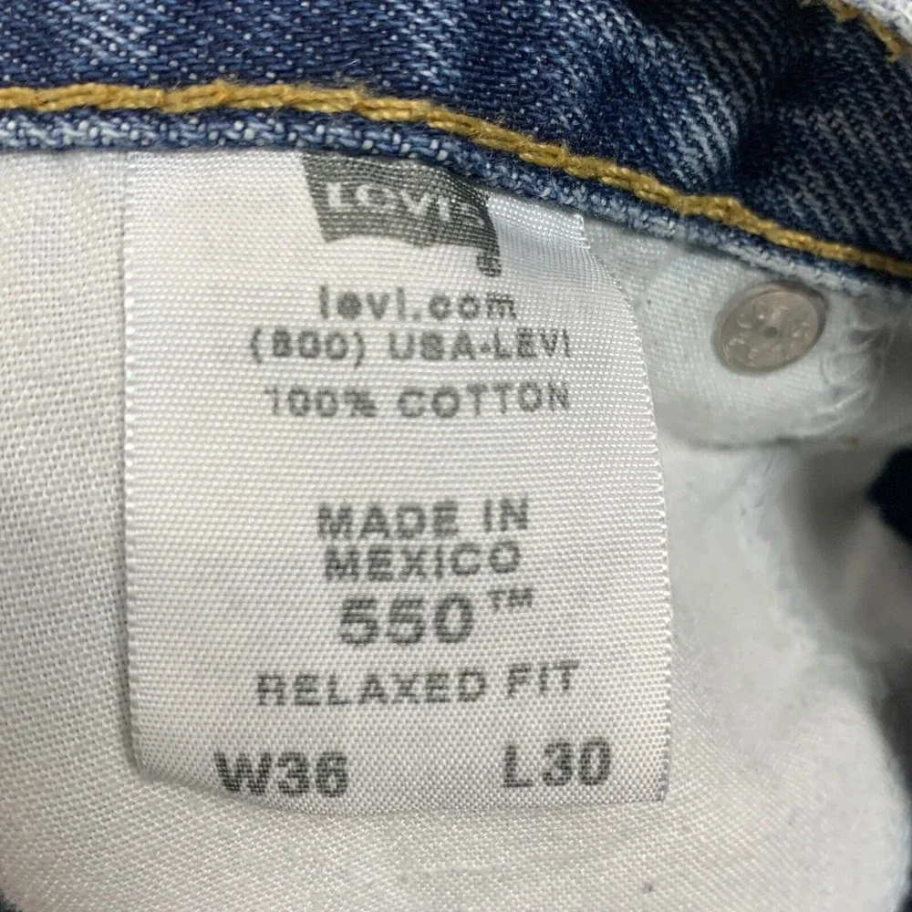 Levi's 550 Jeans 36x30 Blue Pants Baggy Relaxed Straight Leg Y2K Faded Denim